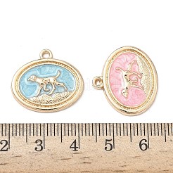 合金エナメルチャーム  オーバル  ライトゴールド  犬  19.5x21.5x2mm  穴：1.6mm&nbsp;FIND-H058-01E-KCG