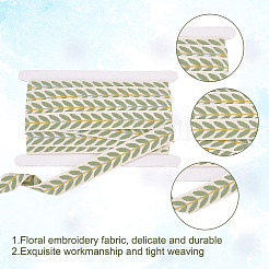 10.5~11 Yards Polyester Embroidery Leaf Ribbons&nbsp;OCOR-GO0001-10