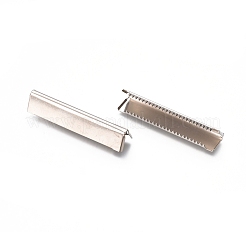 アイアン製カシメリボン止めエンドパーツ  圧着端のパーツ  プラチナ  7x40mm&nbsp;IFIN-WH0051-81-P