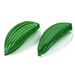 プラスチックチャーム  葉  グリーン  34.5~37x10.5~15x6~7mm  穴：1mm&nbsp;KY-N015-130
