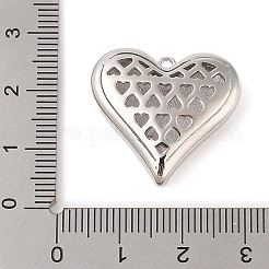 真鍮チャーム  背中の空洞の心  ハートチャーム  プラチナ  23x24x6mm  穴：1.6mm&nbsp;LS-KK-N256-03B-P