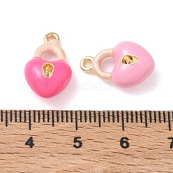合金エナメルチャーム  ハートロックチャーム  ゴールドカラー  ミックスカラー  16.5x10.5x6.5mm  穴：1.5mm&nbsp;FIND-B069-06A