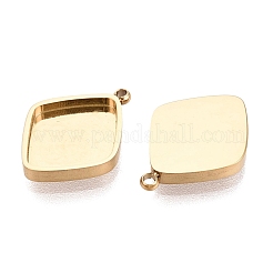 304ステンレススチールペンダントカボション部品  菱形  イオンプレーティング（ip）  18KGP本金メッキ  トレイ：12x10mm  15x11x1.8mm  穴：1~1.2mm&nbsp;STAS-Q113-22B-G