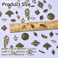 60Pcs 15 Styles Tibetan Style Alloy Connector Charms&nbsp;FIND-YW0005-19