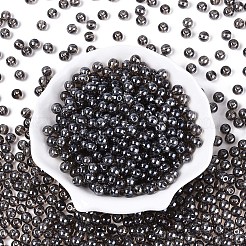 透明ガラスシードビーズ  窓ガラススタイル  ラウンド  グレー  6mm  穴：1.2mm  約1500個/ポンド&nbsp;SEED-N007-33B-15