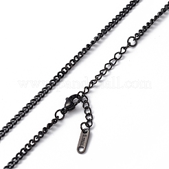 304ステンレススチールカーブチェーンネックレス男性用女性用  ガンメタ色  15.79インチ（40.1cm）&nbsp;NJEW-K245-018A