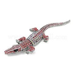合金ラインストーンワニブローチ  ワニのブローチ  プラチナ  シャム  143x44.5mm&nbsp;X1-JEWB-S022-07A