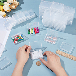 60個の透明なプラスチックビーズ容器  長方形  透明  6.8x5.2x1.1cm&nbsp;CON-BC0008-06