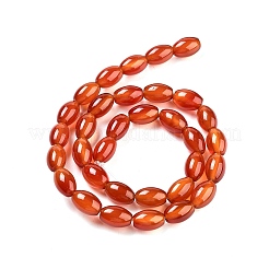天然石ビーズ連売り  ナチュラルカーネリアン  オーバル  レッド  約12 mm幅  直径8mm  穴：1.2~1.5mm  約32個/連  14.5インチ&nbsp;X-G080