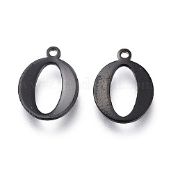 304ステンレススチールチャーム  レーザー切断  アルファベット  電気泳動黒  文字.o  12.5x9.5x1mm  穴：1mm&nbsp;STAS-H112-O-EB