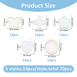 70個5スタイルの天然ホワイトシェルビーズセット  混合図形  8~12x10~12x2.5~3.5mm  穴：0.6~0.8mm  14個/スタイル&nbsp;BSHE-FH0001-03