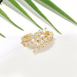 Rack Plating Brass Micro Pave Clear Cubic Zirconia Cuff Rings for Women&nbsp;RJEW-M028-56G