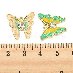 合金とガラスエナメルのペンダント  蝶のチャーム  ミックスカラー  17x18x2.5mm  穴：1.5mm&nbsp;FIND-G062-23G