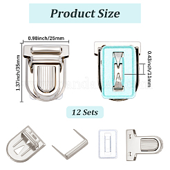 鉄製財布プッシュロックセット12セット  プラチナ  35x25x11mm  4個/セット&nbsp;IFIN-CL0001-06P