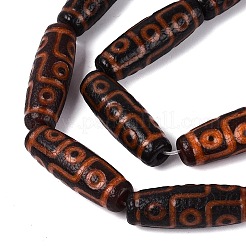 チベット風天然瑪瑙ビーズ連売り  バレル  染め＆加熱  29~30x9~10mm  穴：1.6~3mm  約10個/連  11.65''（29.6センチメートル）&nbsp;G-Q606-42G-02