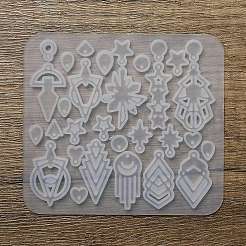 Diyシリコーンペンダント型  レジン型  混合図形  ホワイト  94x104x4.5mm  穴：1.5mm  内径：6~34x5~22mm&nbsp;SIMO-L002-04B