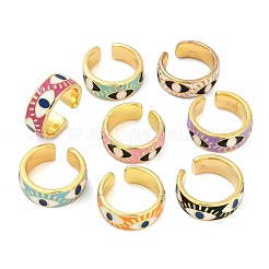 Eye Brass Enamel Cuff Rings&nbsp;RJEW-L113-036G