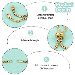 10Pcs Adjustable 304 Stainless Steel Slider Bracelets Making&nbsp;STAS-BBC0001-86