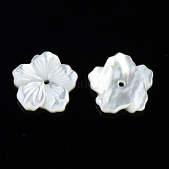 パールシェルビーズの天然な白いシェルマザーオブパール  花  12x12x2mm  穴：1mm&nbsp;SSHEL-T014-42A