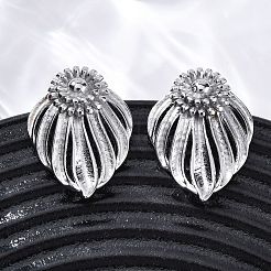 304ステンレススチールスタッドピアス  花  ステンレス鋼色  27.5x20mm&nbsp;EJEW-Z098-08P