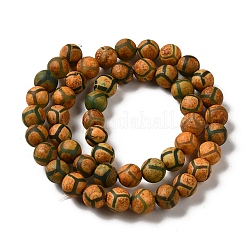 Tibetan Style Turtle Back Pattern dZi Beads Strands&nbsp;G-P229-A-04-8mm