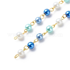 Handmade Glass Pearl Round Beaded Chains&nbsp;AJEW-SZ0002-40B