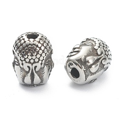 304ステンレススチールビーズ  仏  アンティークシルバー  9.5x7x7.5mm  穴：1.8mm&nbsp;STAS-J037-17AS