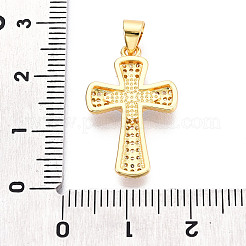 Brass Micro Pave Clear Cubic Zirconia Pendants&nbsp;KK-N268-66G