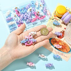 UVメッキ不透明アクリルビーズ40個。  虹色の  ハート/甘い言葉が書かれたキャンディー  ミックスカラー  11.5x24x12mm  穴：3.5mm&nbsp;PACR-CJ0001-51
