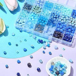 海をテーマにした DIY アクリルビーズ ジュエリー作りキット  混合形状  ミックスカラー  5.5~11x4.5~11.5x3.5~10.5mm  穴：1.2~2.2mm&nbsp;DIY-YW0010-05