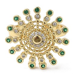 Rotatable Cubic Zirconia Flower Open Ring&nbsp;RJEW-Q776-05G