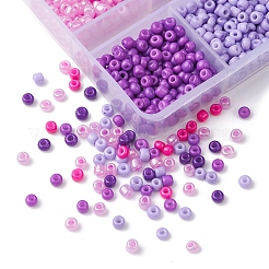 1068個6色ガラスシードビーズ  ラウンド  セイロン＆ベーキングペイント  パープル  3~3.5x2~3mm  穴：1~1.2mm  約178PCS /カラー&nbsp;SEED-FS0001-14