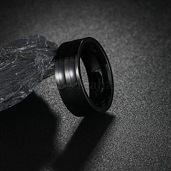 男性用ステンレススチールエナメル指輪201個  ブラック  8mm  usサイズ8（18.1mm）&nbsp;FS-WGADAB4-07