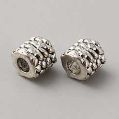 チベット風合金ドレッドヘア編みビーズ  ヘアスタイリング用  コラム  アンティークシルバー  9.5x10x9mm  穴：4.5mm&nbsp;OHAR-CJC0003-01B-AS