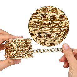 アルミカーブチェーン  キューバチェーン  溶接されていない  スプールで  ゴールドカラー  13x8x2.3mm  約16.40フィート（5ヤード）/ロール&nbsp;CHA-CJC0001-01G