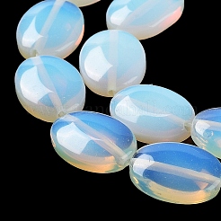 オパールビーズ連売り  フラットオーバル  17.5~18x12.5~13x6mm  穴：1.2mm  約22個/連  15.55''（39.5センチメートル）&nbsp;G-L164-A-38