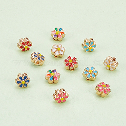 60Pcs 6 Colors Light Gold Tone Alloy Enamel Beads&nbsp;ENAM-PH0002-63