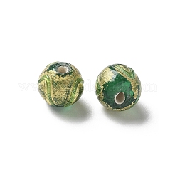 手作りの金箔ガラスビーズ  ラウンド  ミックスカラー  8~9x7~9mm  穴：1.6mm&nbsp;LAMP-P068-14