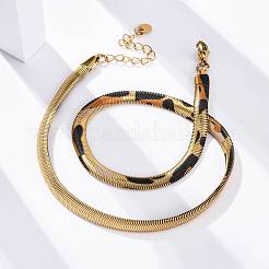 Brass Flat Snake Chain Necklaces&nbsp;NJEW-Z059-01G-02