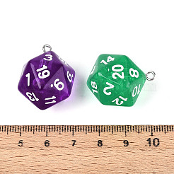 20ファセット不透明アクリルパーツ  エナメルと鉄で  多角形と数  ミックスカラー  26~27x20~21x19~20mm  穴：2mm&nbsp;OACR-N148-01
