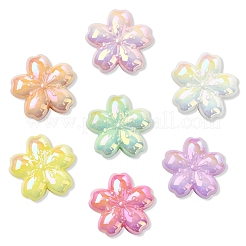 UVメッキ不透明アクリルビーズ30個。  虹色の  花  ミックスカラー  22.5x23x8mm  穴：3mm&nbsp;MACR-YW0004-16