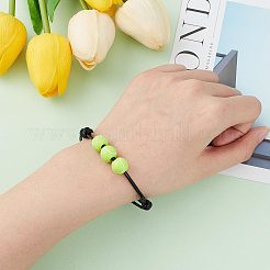 20個2色のプラスチック製ラウンドビーズブレスレットセット、ワックスロープ付き  女性のための調節可能なブレスレット  ミックスカラー  内径：2-3/4~3-7/8インチ（7~9.8cm）  10個/カラー&nbsp;BJEW-GF0001-11