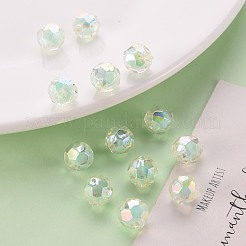 透明なアクリルビーズ  二層ビーズ  ABカラー  多面カット  ラウンド  アクアマリン  9.5x9.5mm  穴：2mm&nbsp;X-TACR-S152-04B-SS2111