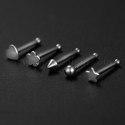 316l サージカルステンレススチール製鼻骨リング  花  ステンレス鋼色  6mm  ピン：0.8mm&nbsp;WG3D14E-04