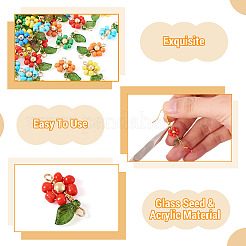 36Pcs 6 Style Glass Seed & Acrylic Connector Charms&nbsp;PALLOY-TA00220