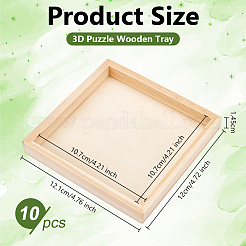 子供用3Dパズル木製トレイ  正方形  バリーウッド  12.1x12x1.45cm&nbsp;WOCR-WH0004-012