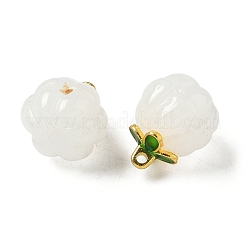 ガラスチャーム  カボチャ  黄金の合金エナメルパーツと  ホワイト  14.5x13mm  穴：1.5mm&nbsp;GLAA-P072-04G-02