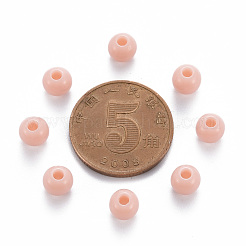 不透明なアクリルビーズ  ラウンド  桃パフ  6x5mm  穴：1.8mm  約4065個/462g&nbsp;MACR-S370-C6mm-34