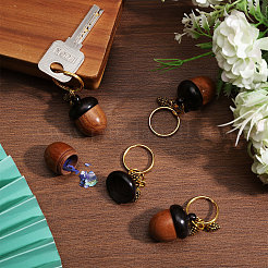 4Pcs Wood & Alloy Keychain&nbsp;KEYC-CA00005