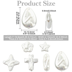 30個6スタイルのパールガラスパールビーズ  混合図形  乳白色  7~18.5x4~15x2.5~9mm  穴：0.7~0.8mm  5個/スタイル&nbsp;HY-CJ0001-01